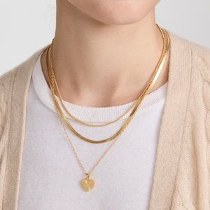 Madewell Etched Heart 3 Piece Necklace Set